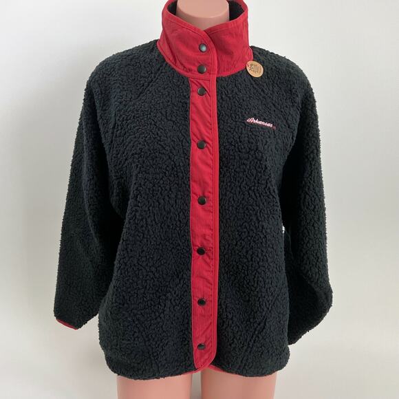 Victoria's Secret PINK Collegiate Collection Fleece Snap Button Black Jacket XS - Picture 1 of 10